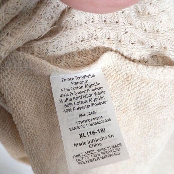 Time And Tru Women's Hooded Dress Oatmeal Heather XL NWT Casual Comfy - Picture 3 of 7